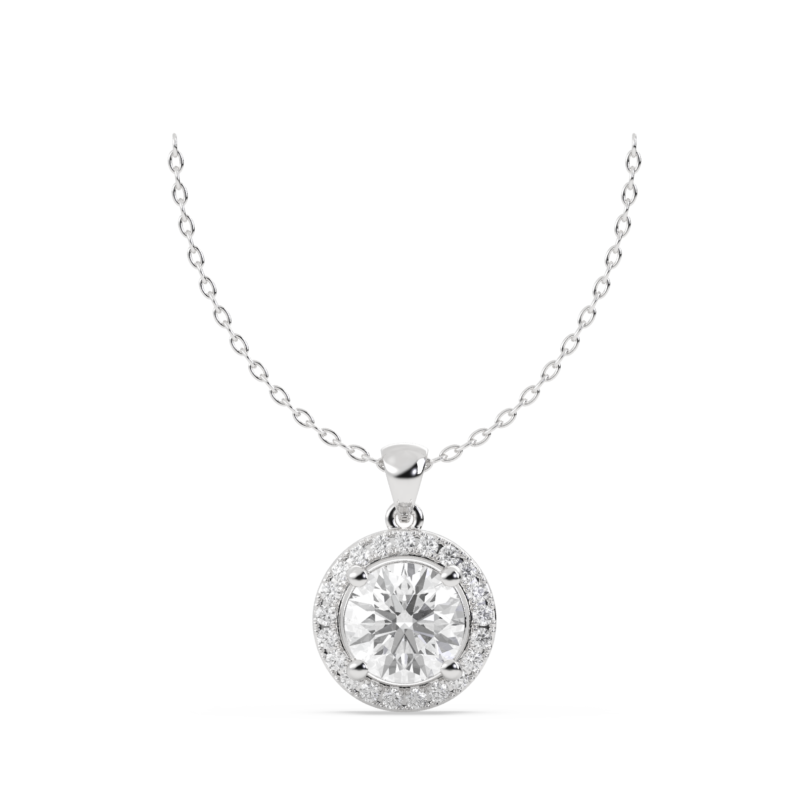 14k Wight Gold Studded 2.294 Carat Lab Grown Diamond Pendent Round Cut With D Color VS1 Clarity.